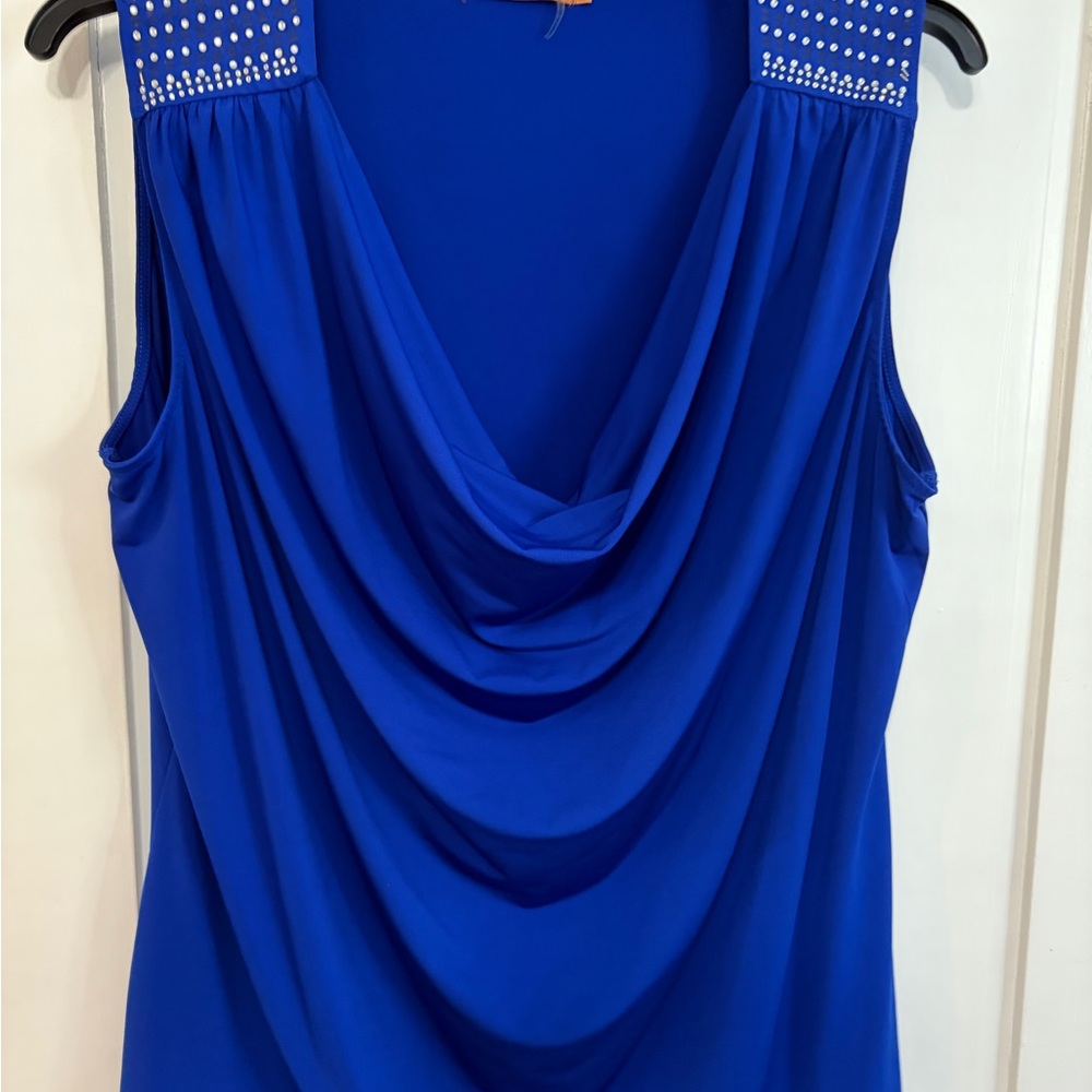 Belldini Royal Blue Draped Blouse